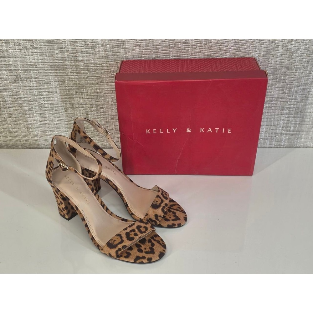 Kelly & Katie Hailee Leopard Print Block Heel Sandals Womens 8M 052/021